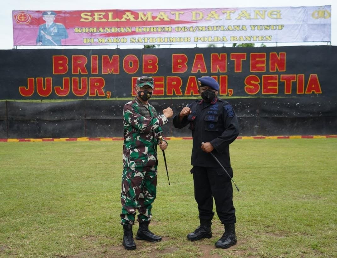 Dansat Brimob Polda Banten, Sambut Hangat Kunjungan Danrem 064/MY Wujud Sinergitas TNI - Polri